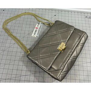 Kate Landry Quilted Gold Chain Vegan Leather Shoulder Bag New